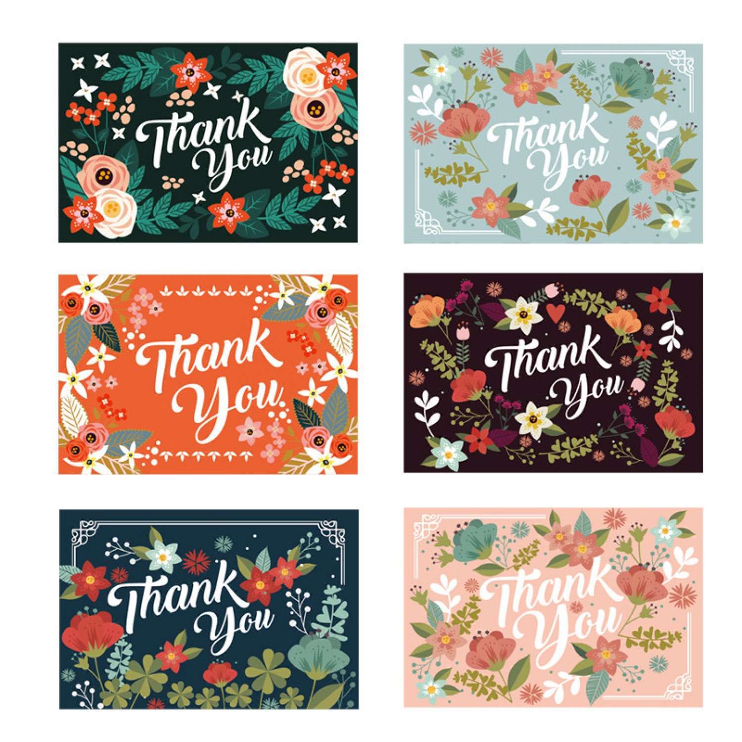 Thank You Card Flower Pattern UV Printing Beautiful Small Card Customized